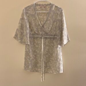 Intuitions Y2K Floral Pastel Silk Blouse